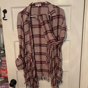 Plaid Fringe Shawl